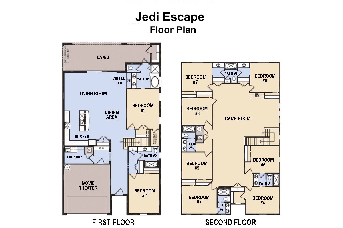Floor Plan (The above and following bedrooms & bathrooms are labeled per this plan)