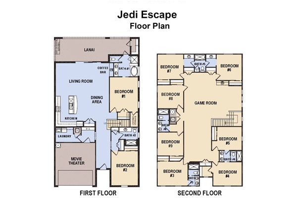Floor Plan (The above and following bedrooms & bathrooms are labeled per this plan)