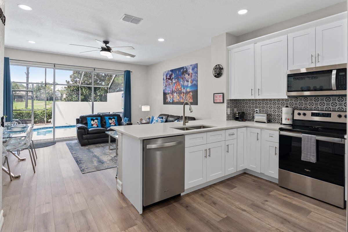 Open Concept with New Cabinets and Appliances