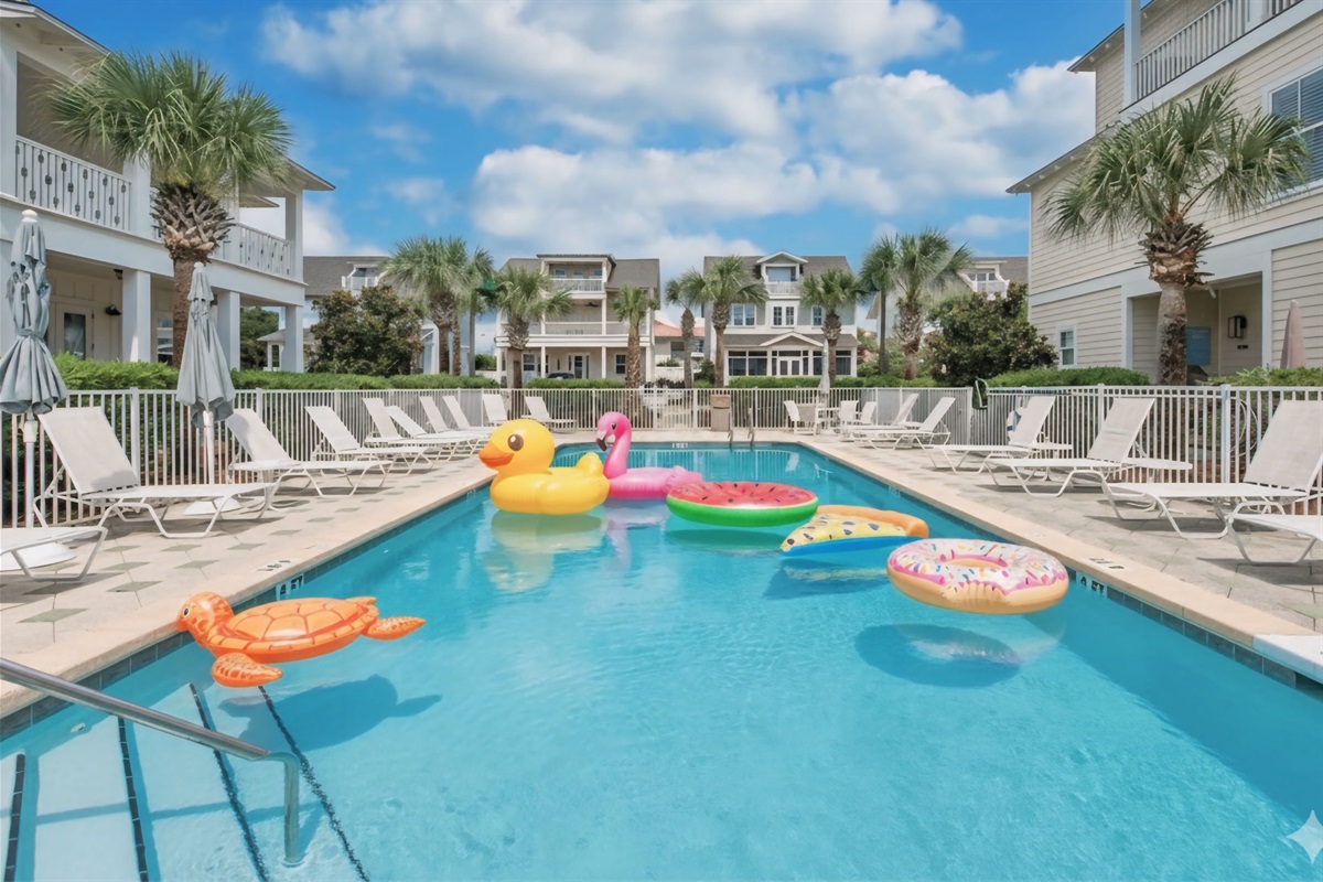 Relax and unwind in the seasonally heated community pool, perfect for year-round enjoyment!