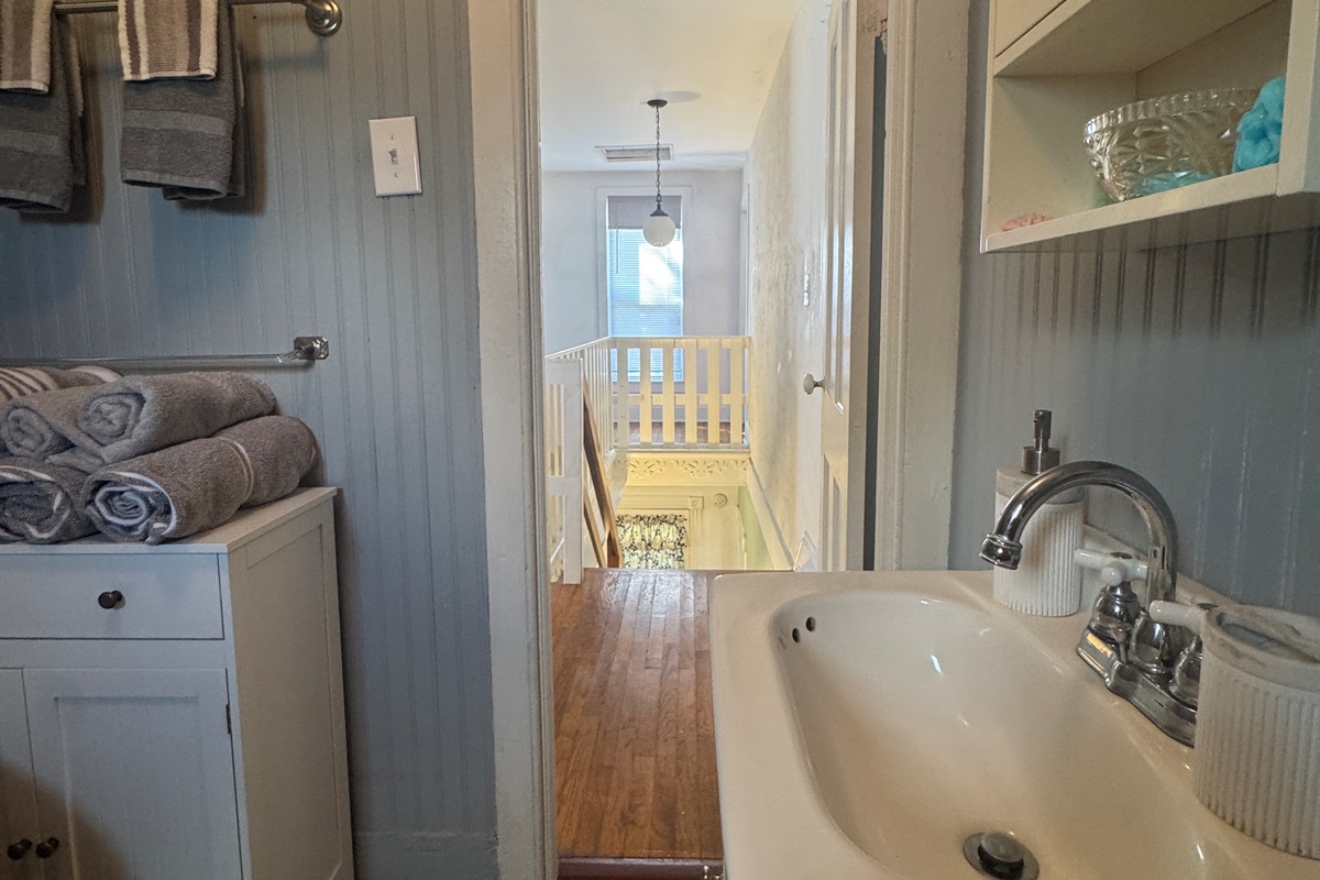 2nd floor bathroom at the top of the stairs