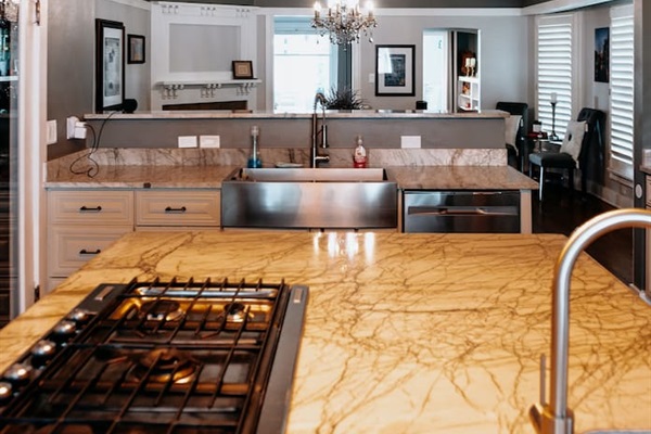 Large open kitchen and dining room. The words "fully stocked" would be an understatement. 