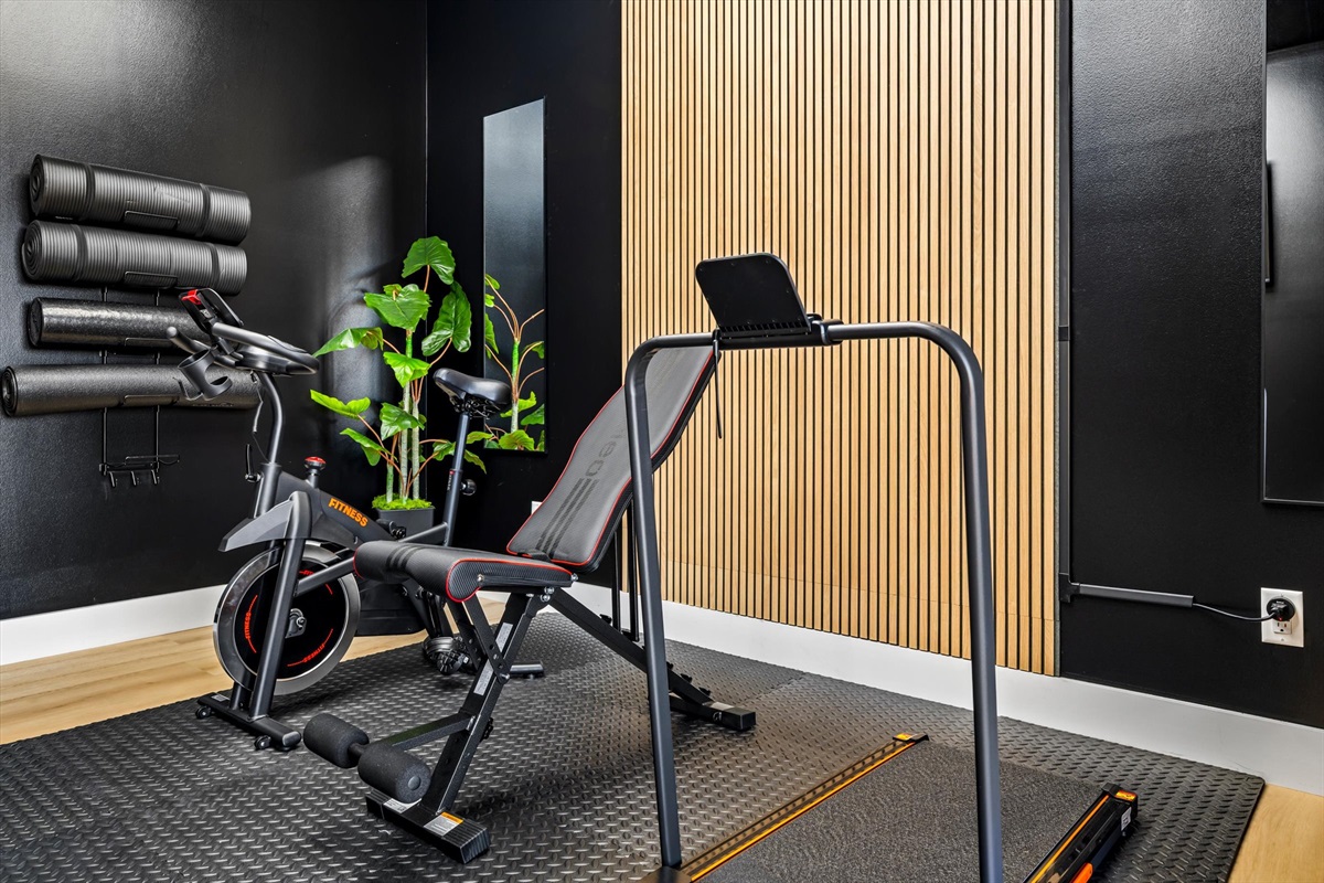 {Gym} Keep your routine or start fresh — a private space to move, reset, and recharge between everything else the home offers.