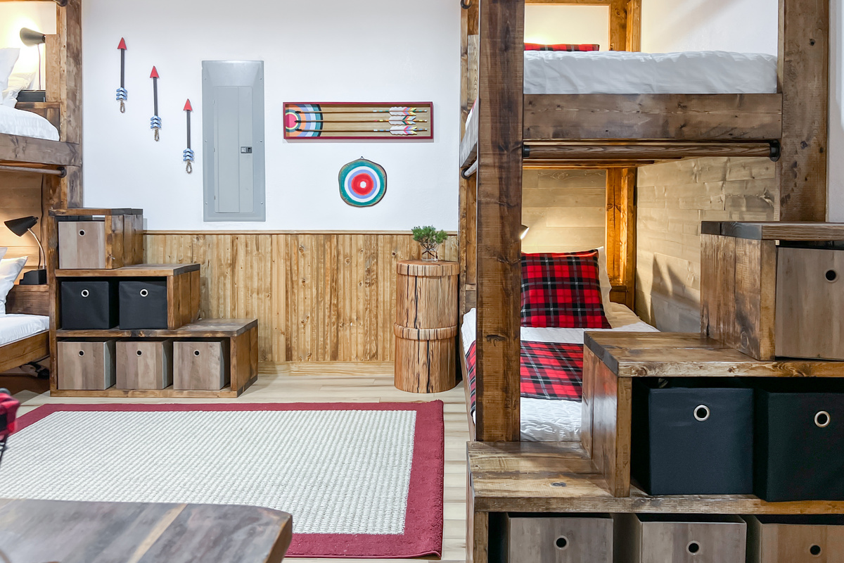 Lower-level bunk room gives kids and additional guests their own comfortable sleeping space.
