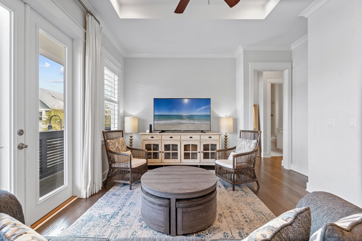 Wide view of the main living space.