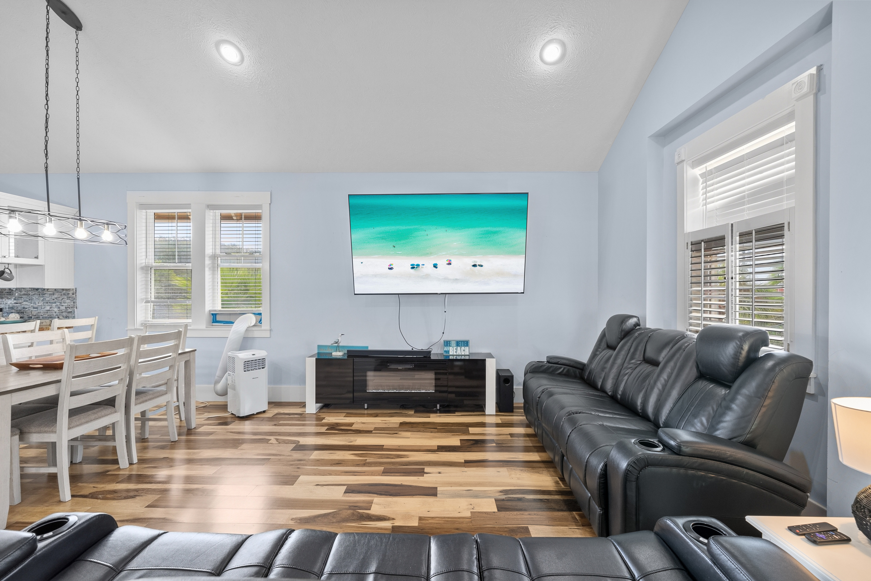 Relax in our recliners and watch the big screen!