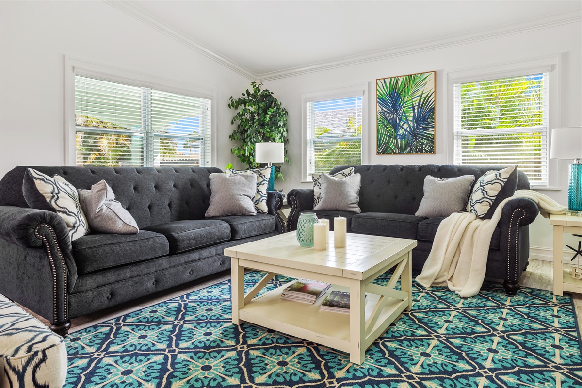 Spacious living room with lots of natural light.