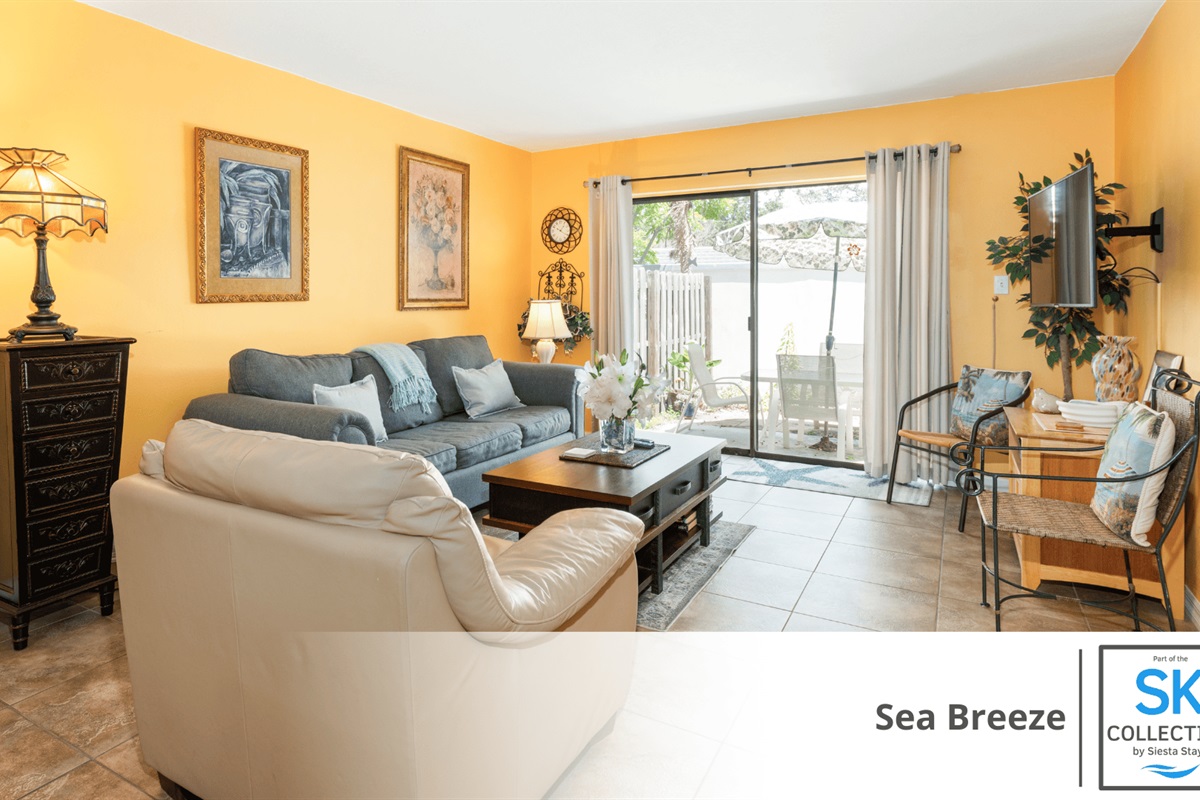 Living Room w/Private Patio