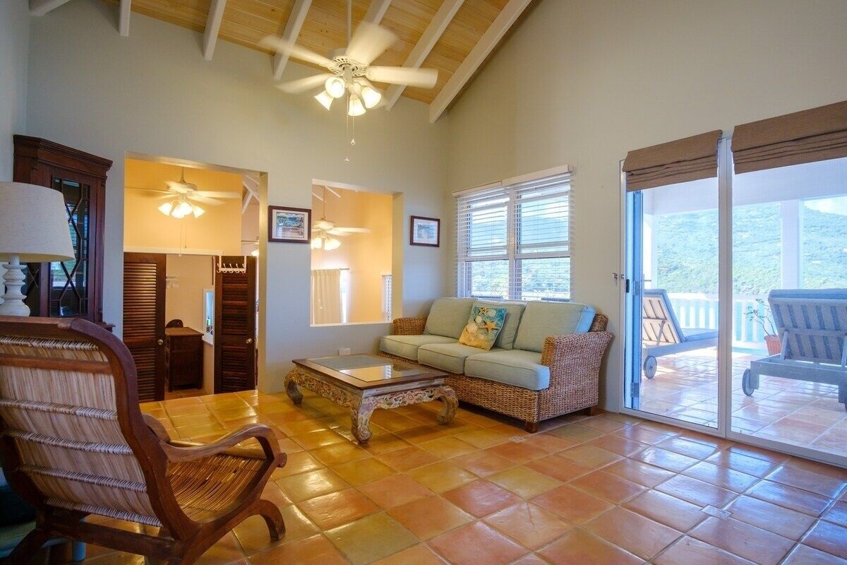 The sliding doors lead straight out to the balcony overlooking Hull Bay.