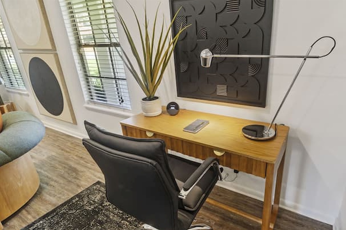 Dedicated workspace with natural light — perfect for remote work, studying, or planning your next adventure.