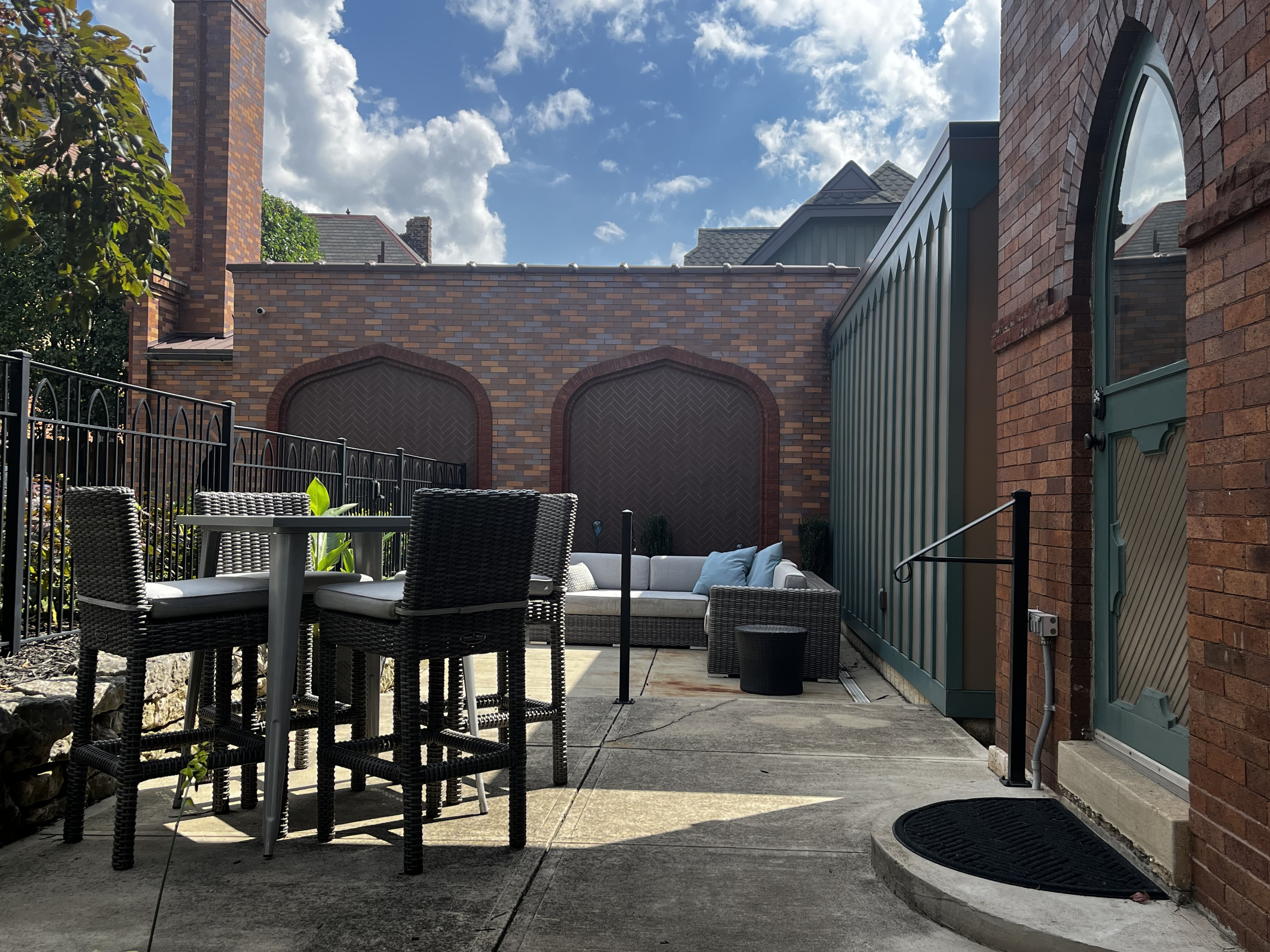 Private fenced patio, steps from the side door