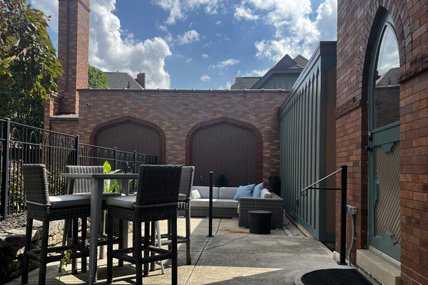 Private fenced patio, steps from the side door