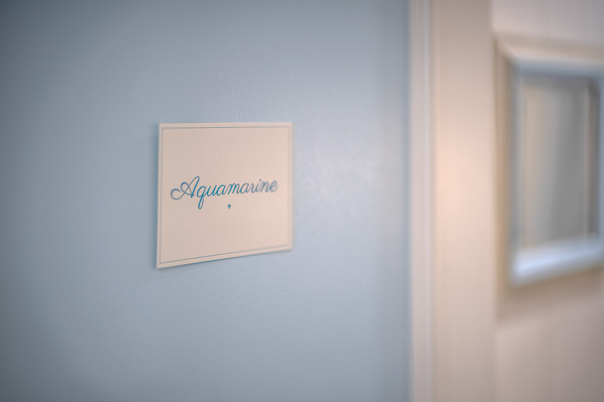 The Aquamarine Portal Room is a peaceful retreat inspired by clarity, calm, and renewal.