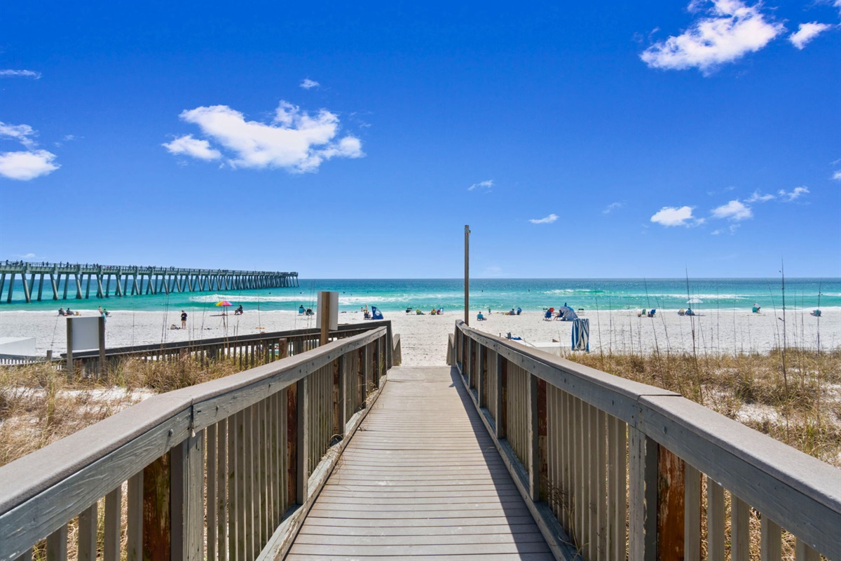 Just a short walk away, you'll find yourself standing on one of the area's most beautiful stretches of beach.