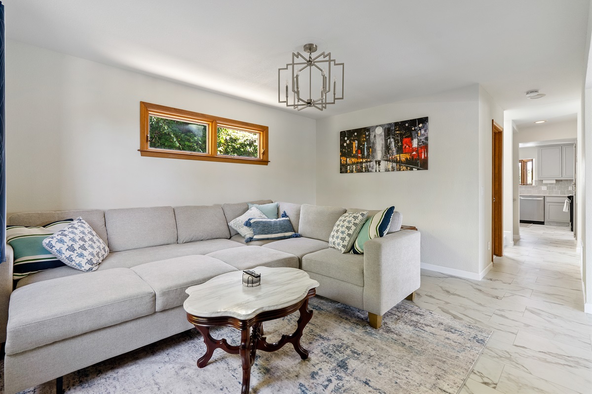 Spacious sectional for cozy movie nights.