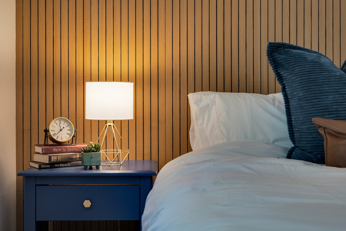 Luxurious and stylish master bedroom with quality linens and comfy bed