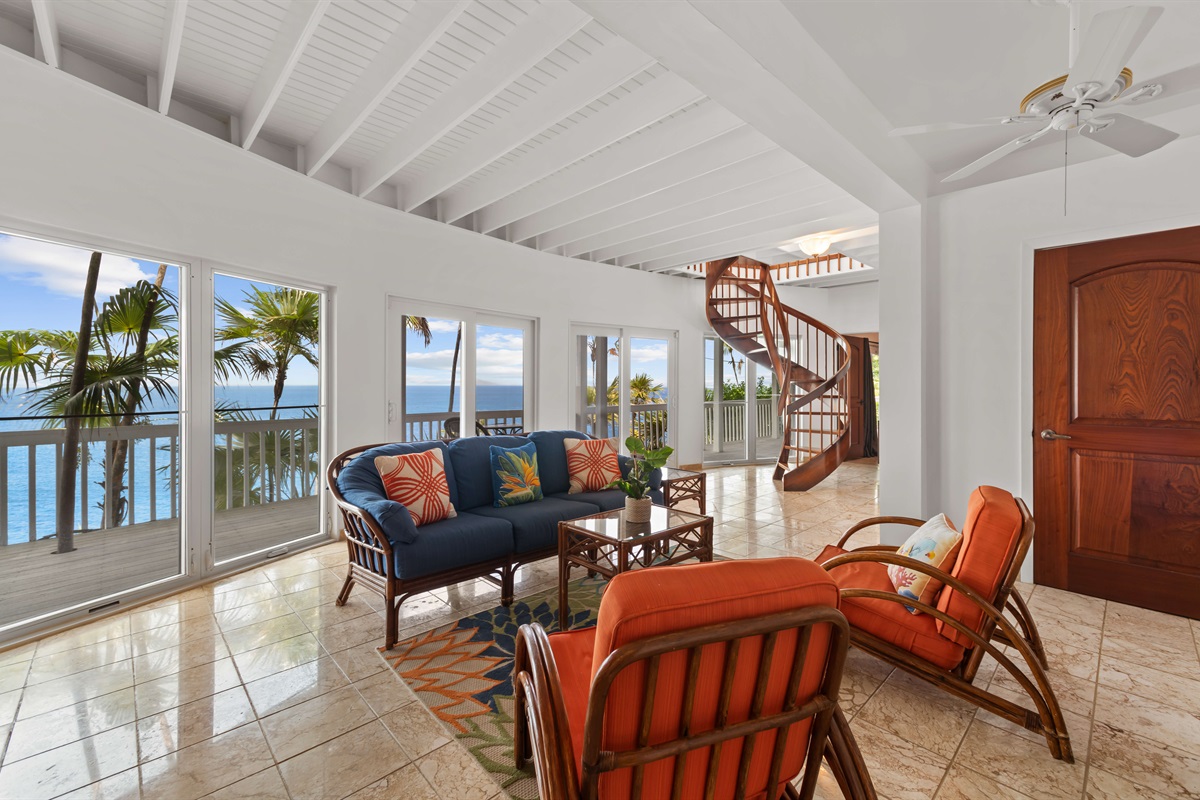 A bonus living room space - located down the gorgeous mahogany staircase, you'll have more room to relax