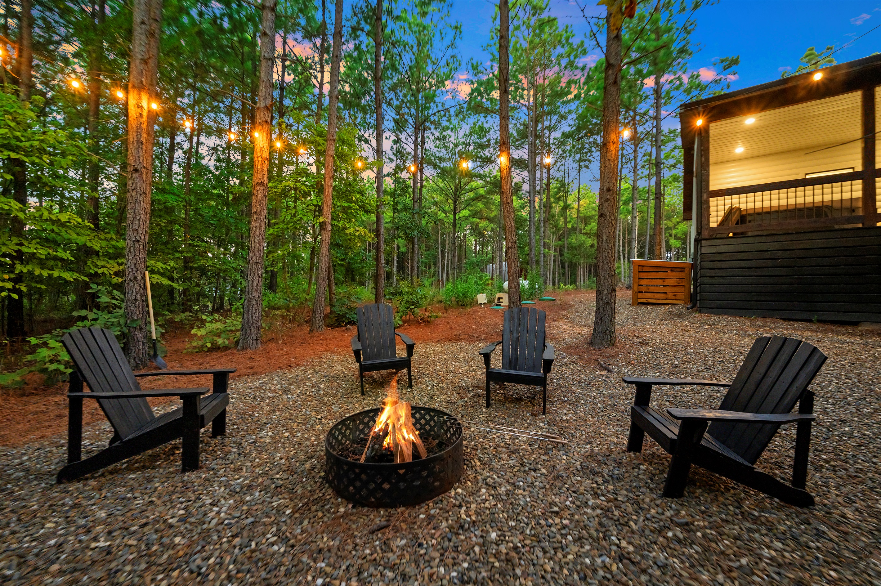 The smell & crackle of the fire always sets the mood.  We include firewood for your stay at no additional charge.