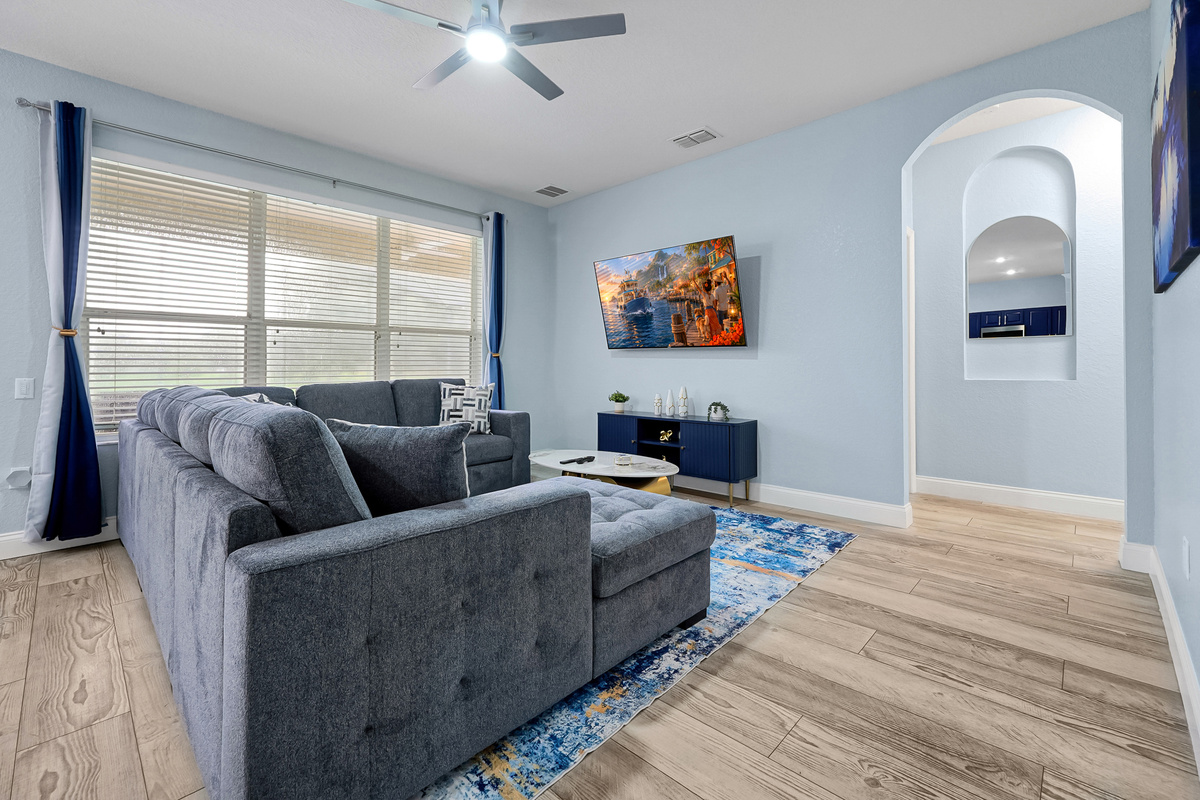 Family room with sectional