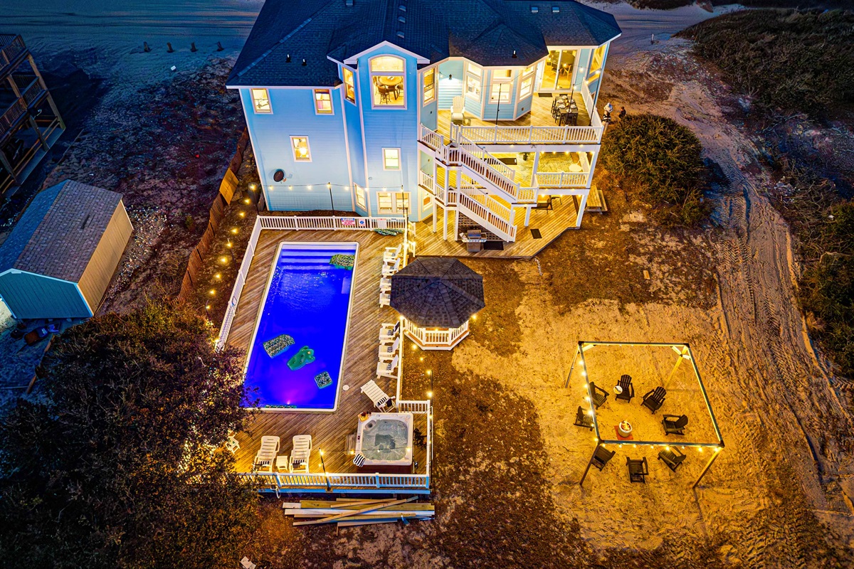 Overhead view of the back yard