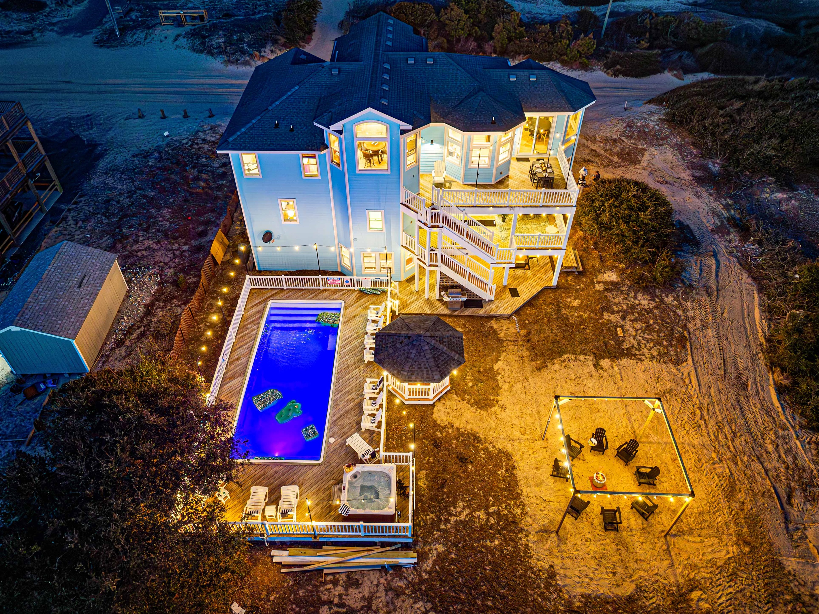 Overhead view of the back yard