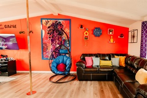 A sturdy dance pole invites expression and fitness, turning any room into a personal studio for pole dancing.