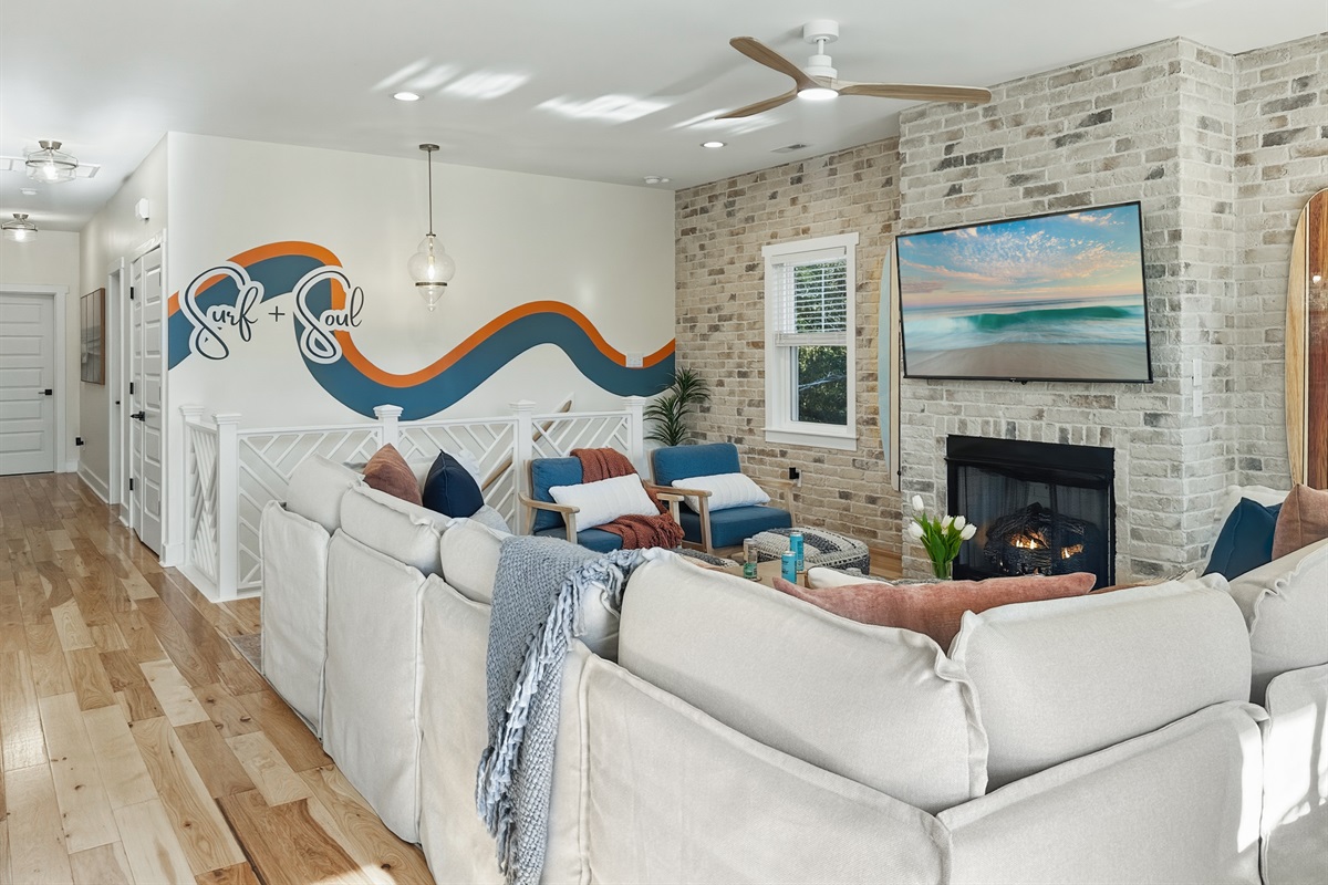 Or lounge on the cozy living room sectional.