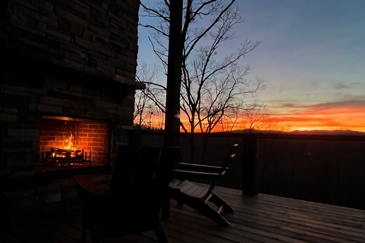 Sunset view from Upper Deck Fireplace