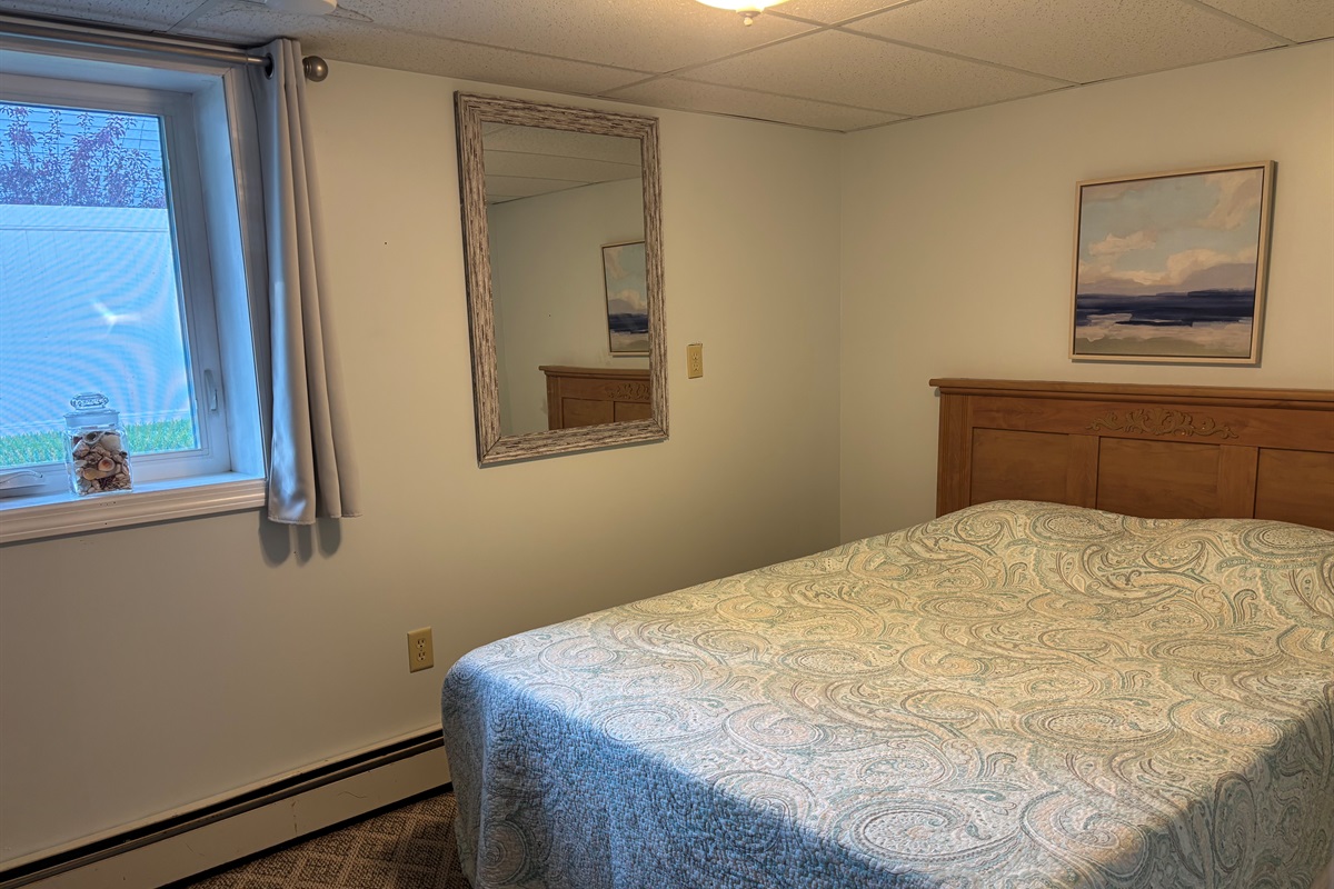 Queen bedroom in finished basement