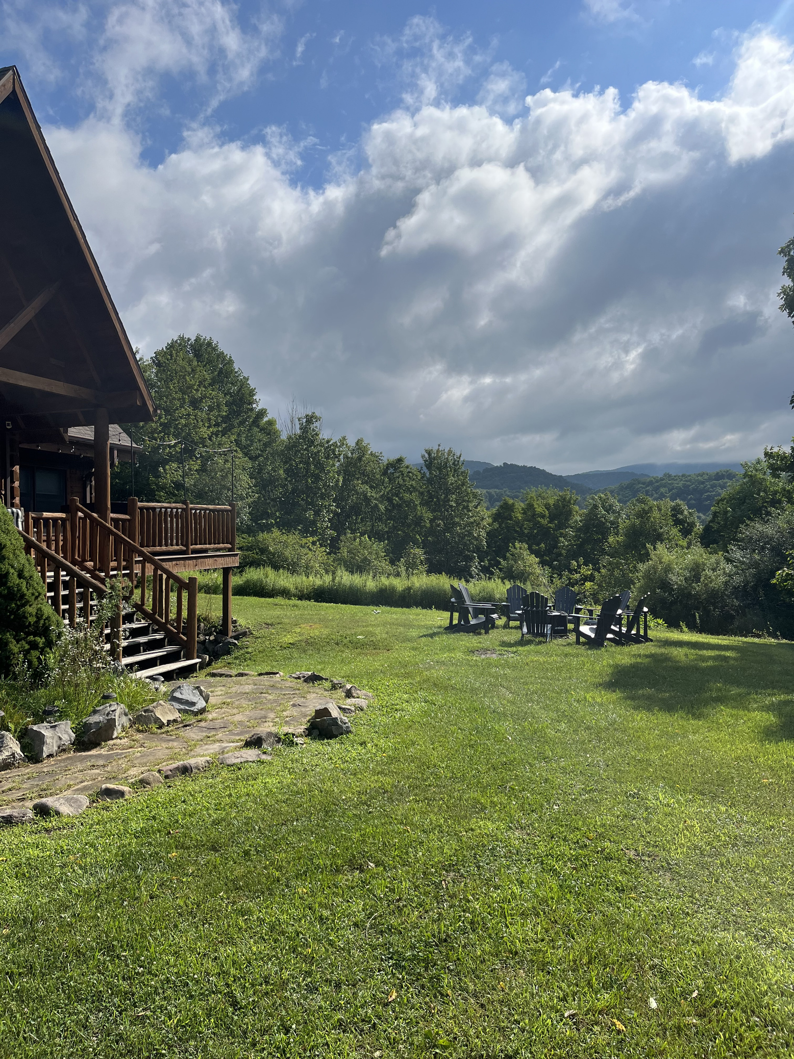 Front yard - this was taken before our fire pit + lights project was complete but it showcases the view! 