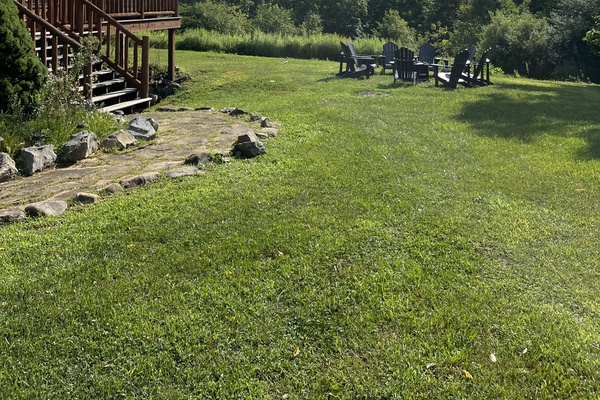 Front yard - this was taken before our fire pit + lights project was complete but it showcases the view! 