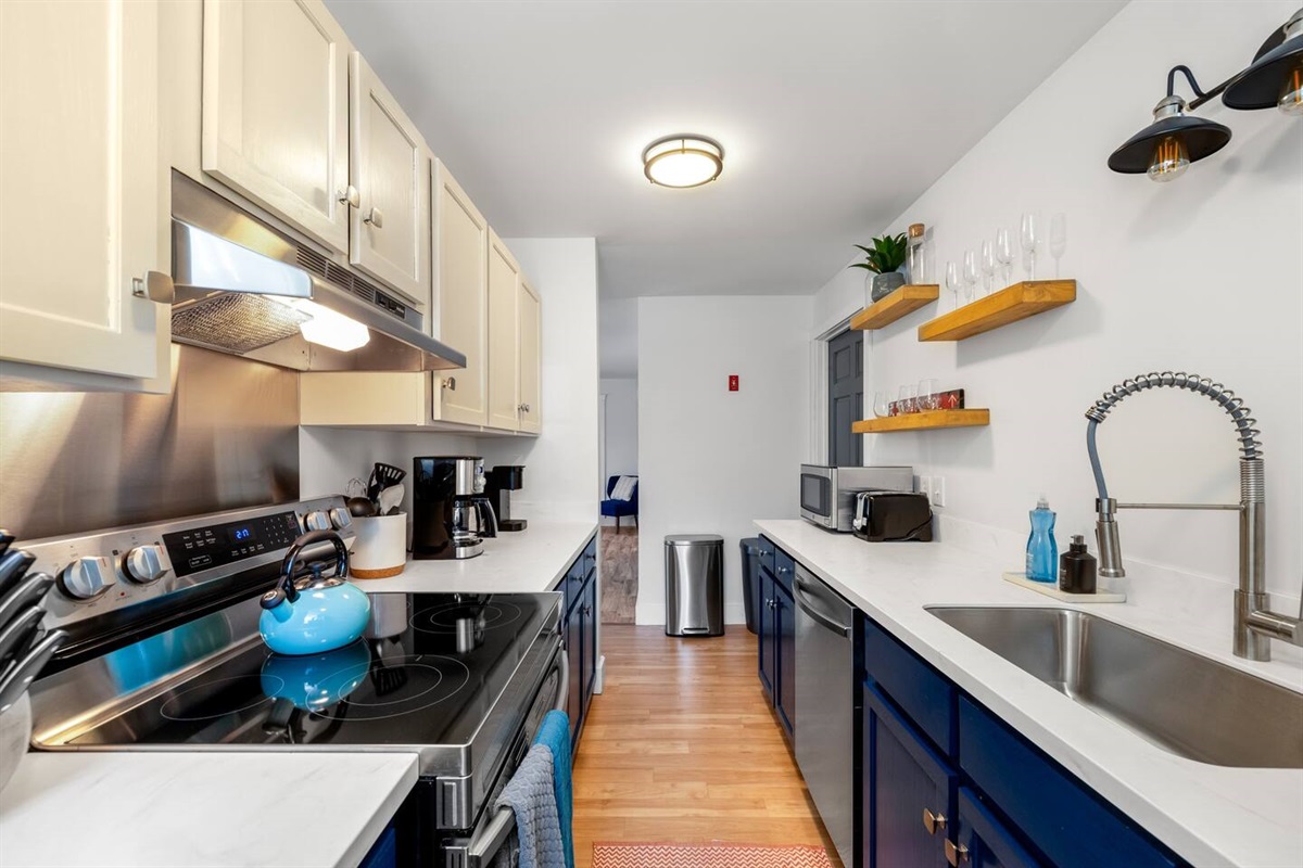 In law suite: Modern kitchen with plentiful amenities