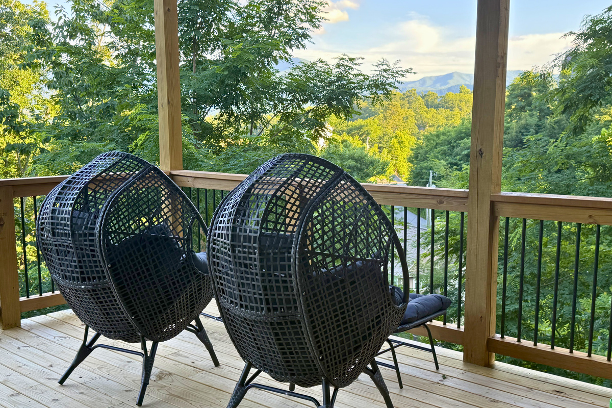 Relax and enjoy the views on the lower deck egg chairs