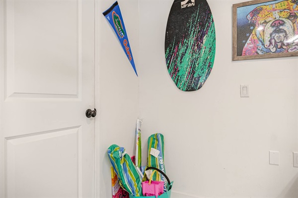 Beach toys, an umbrella, and chairs, for you to enjoy during your stay! 