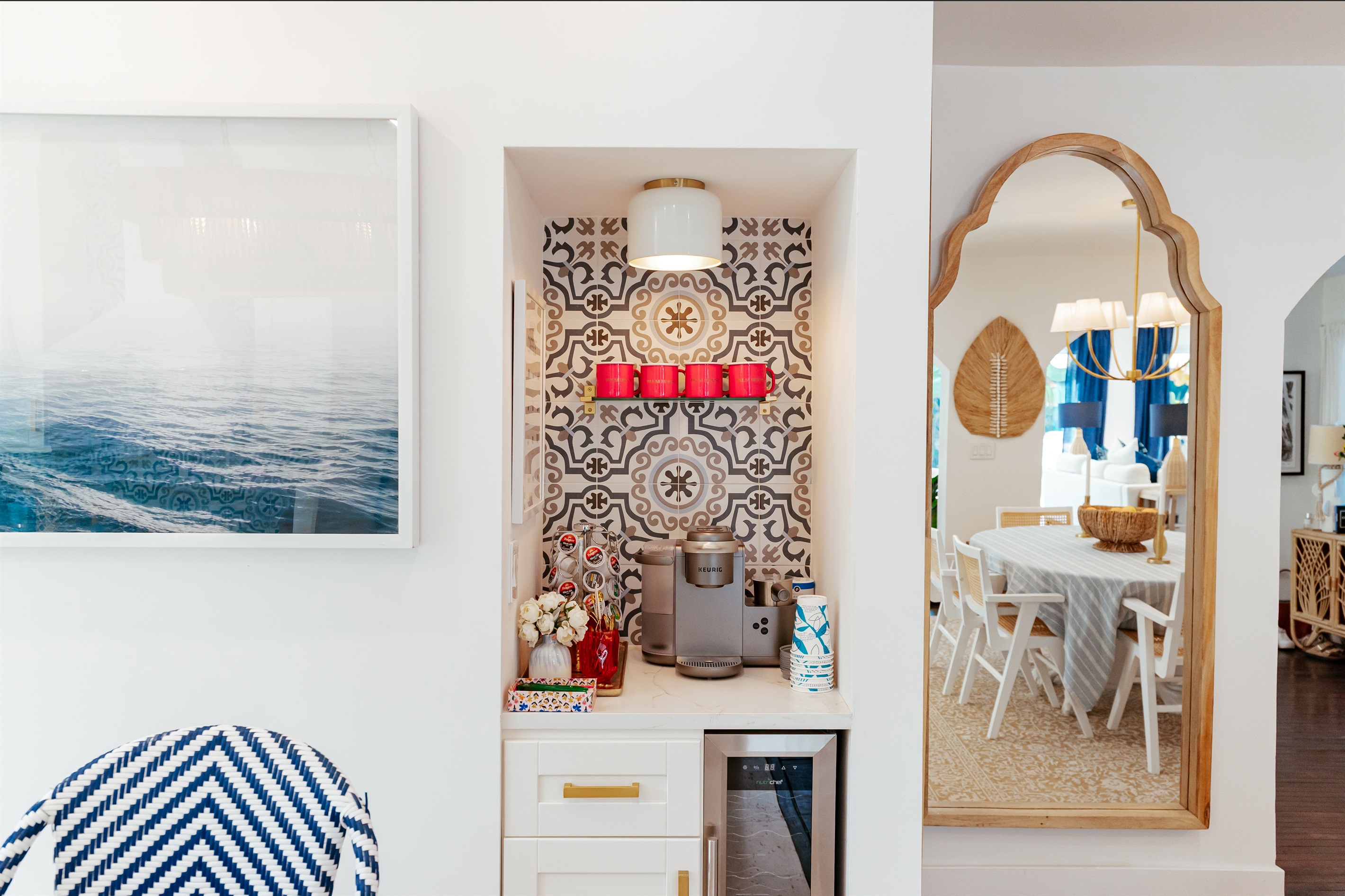 The coffee bar is conveniently located and delightfully designed.