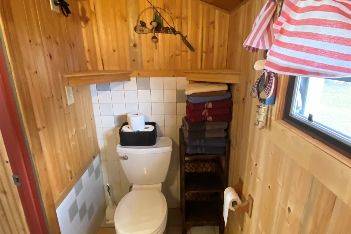 Bathroom 2nd view/ Towels provided