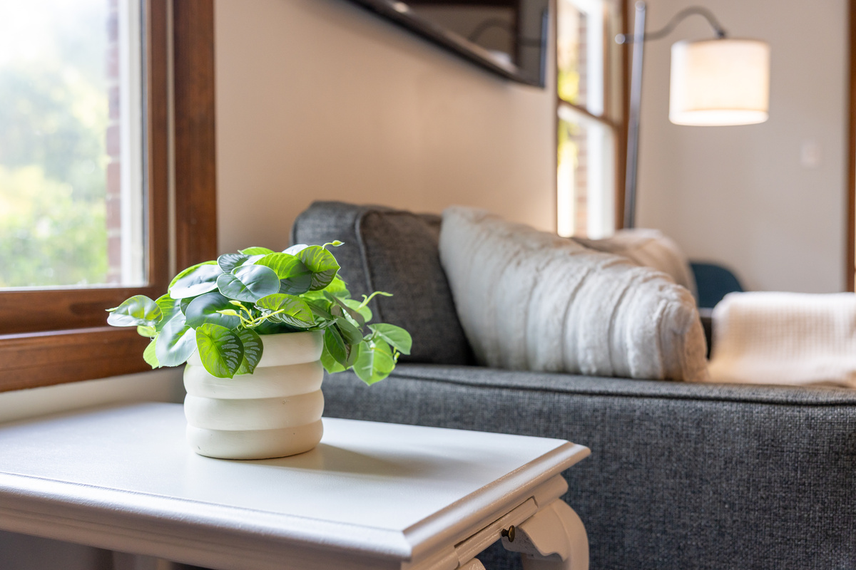 There are tons of seating options in the living room.