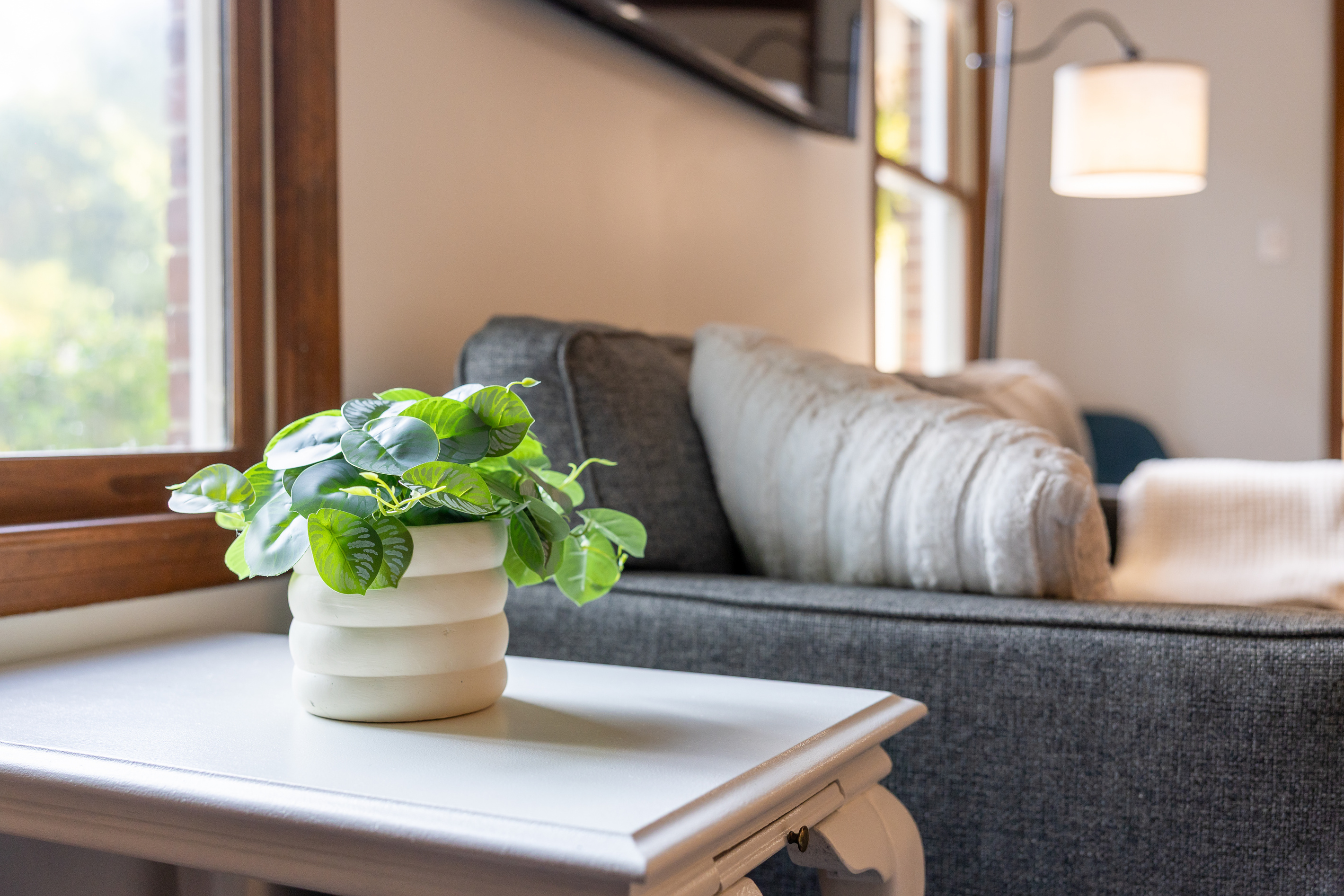 There are tons of seating options in the living room.