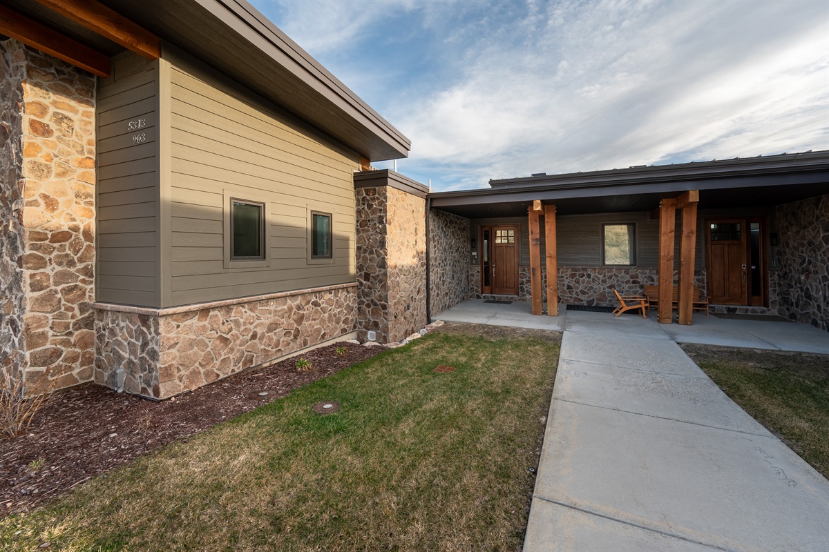 Welcoming covered, front entrance