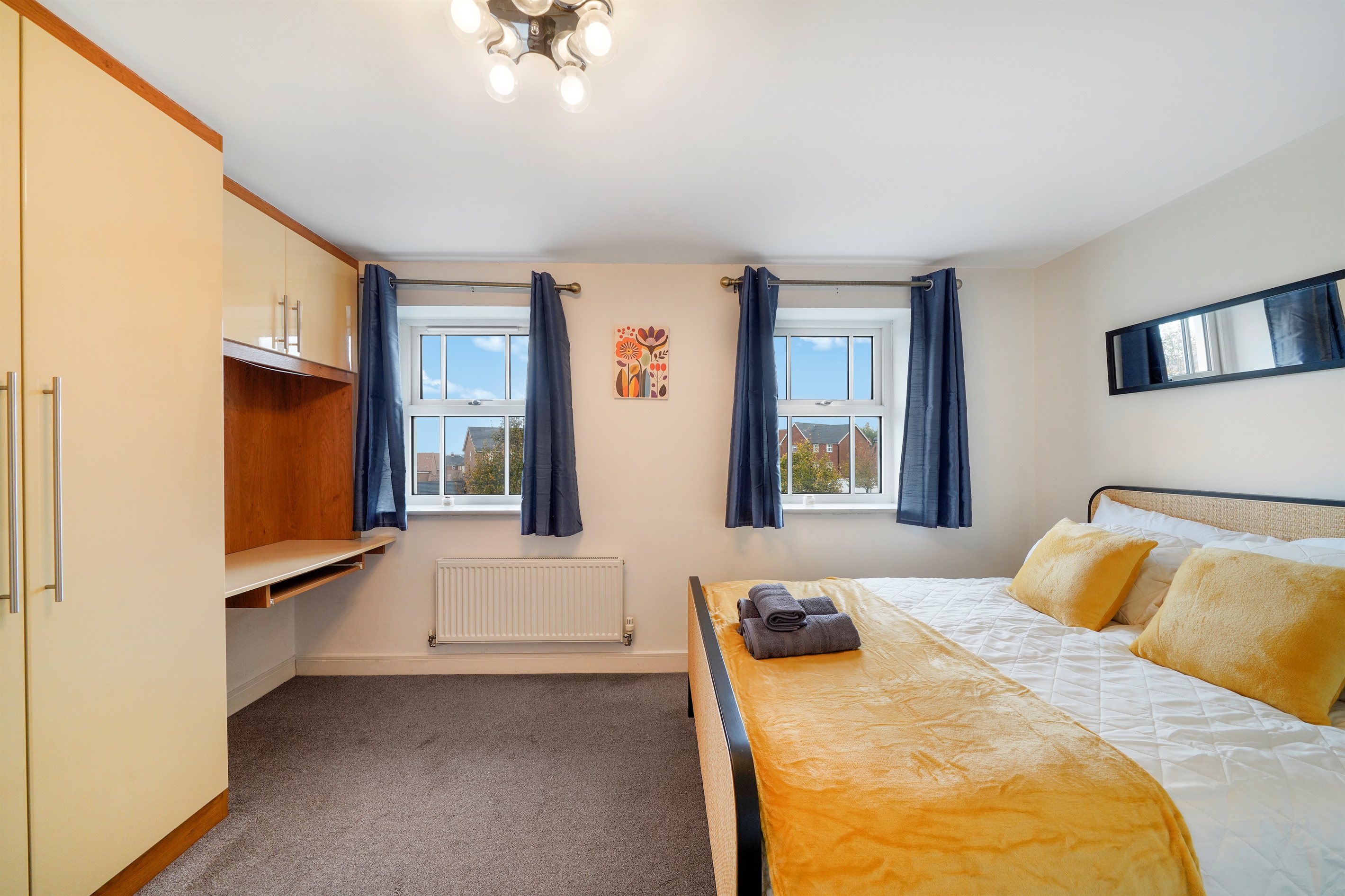 [Bedroom 3, built in wardrobes, workspace, double bed[