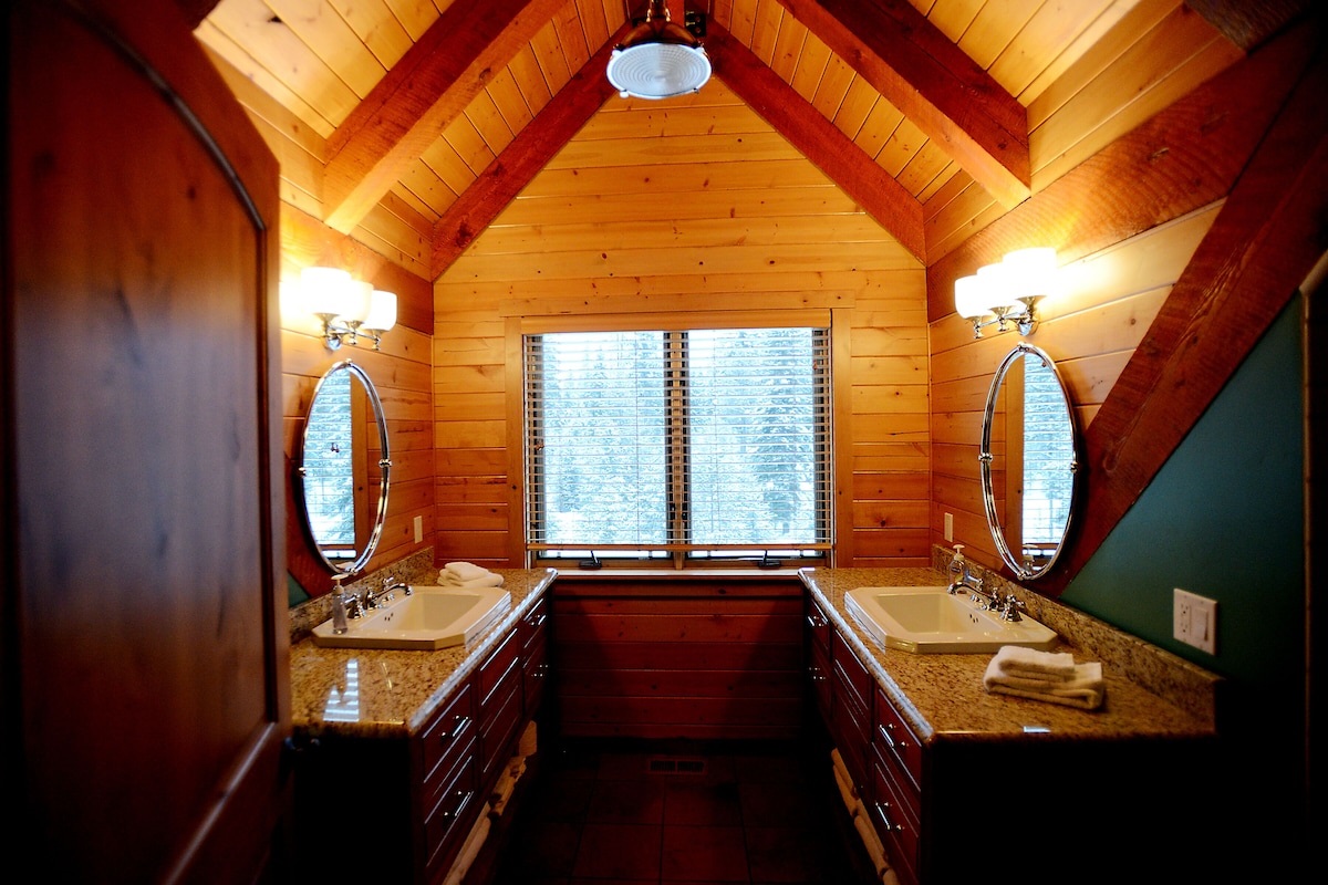 3rd floor bathroom double granite sinks.