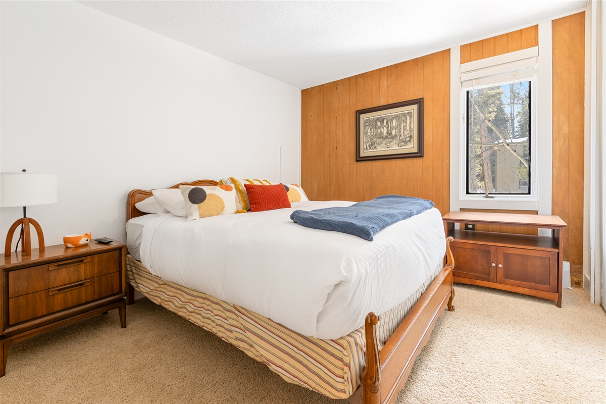 Queen bedroom with TV