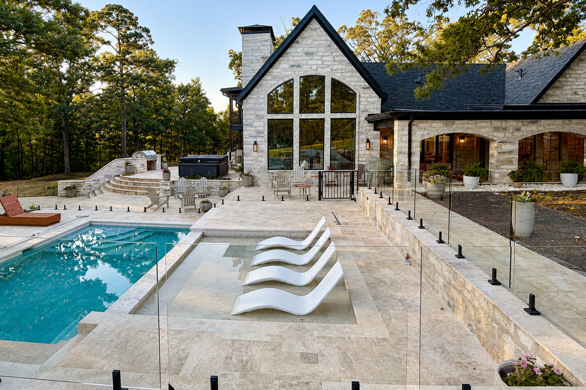 Private pool with secure fence
