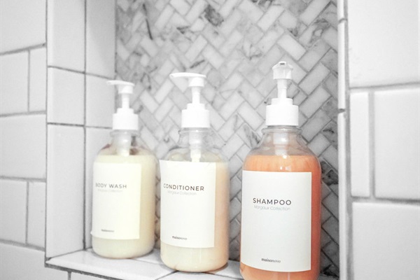 Body wash, soap and conditioner are provided