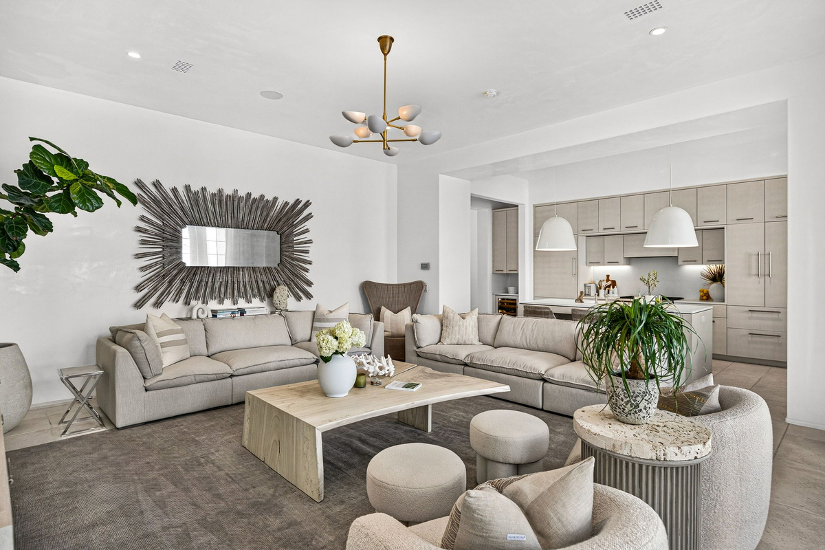 The oversized living area is perfect for relaxing after a long day in the sun on the beach. Everyone can spread out and relax while dinner is prepared in the kitchen.