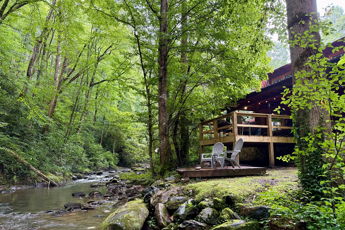 Wake up to the sound of the creek, just beyond your back porch.