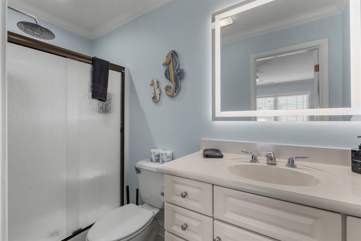 Bedroom 5 upstairs. King bed. Private bathroom with walk in shower