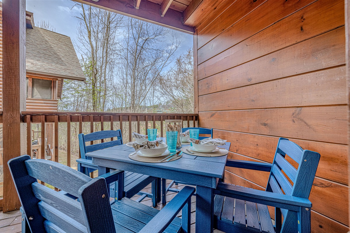 Start the day on the back porch enjoying the calm and quiet sounds of the Smokies.