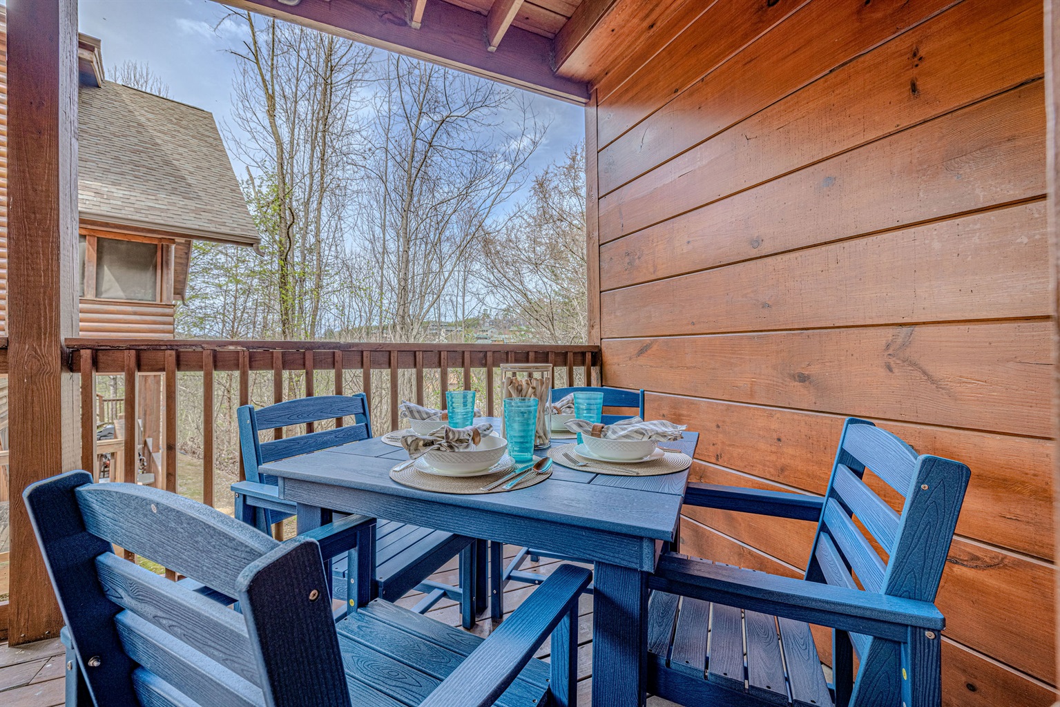 Start the day on the back porch enjoying the calm and quiet sounds of the Smokies.
