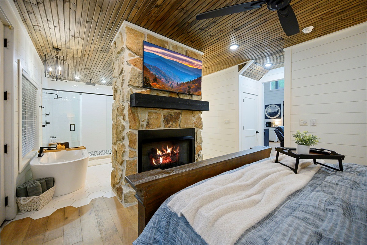 Wake up to warmth and woodland views from the comfort of bed.